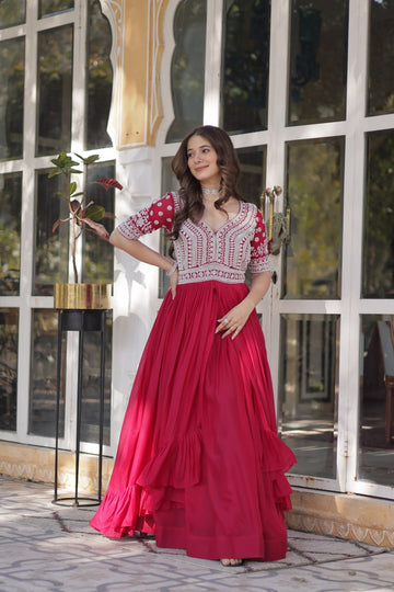 Georgette Embroidered Kurti with Lehenga Set :3 piece suit(top,bottom&dupatta)