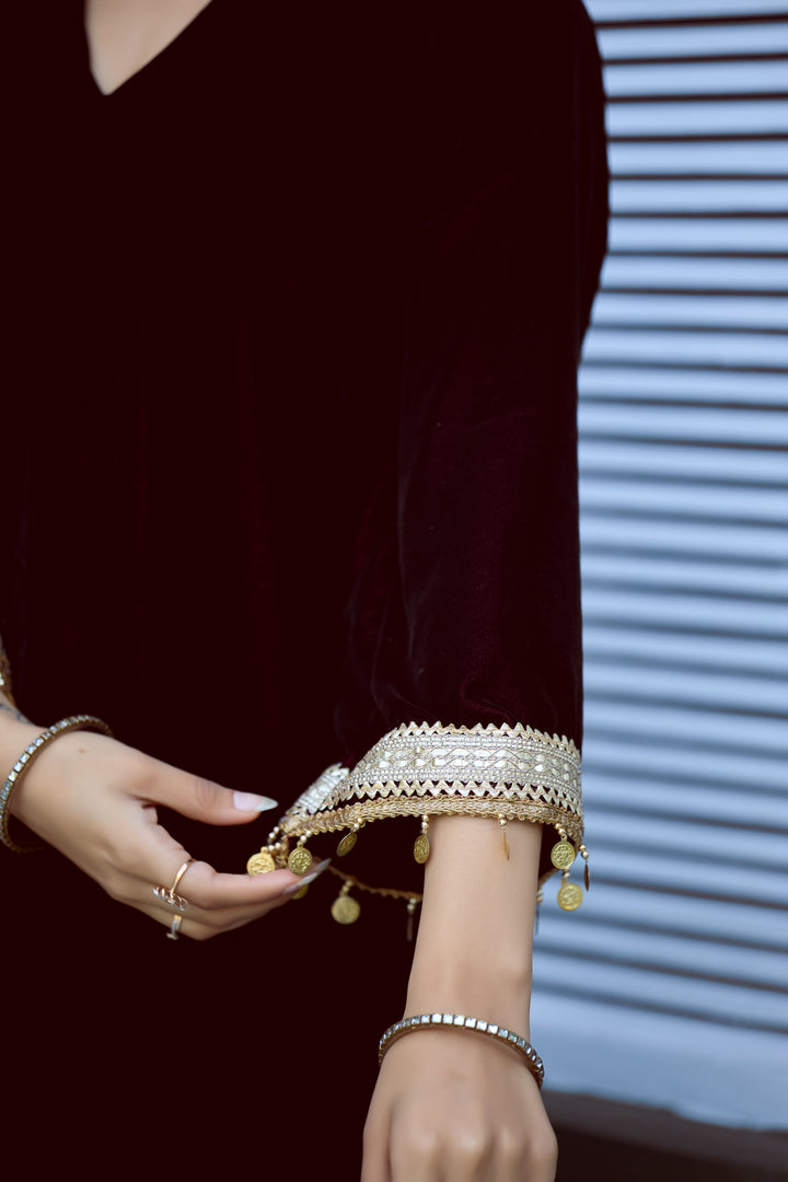 Premium Velvet Maroon Co-Ord Set