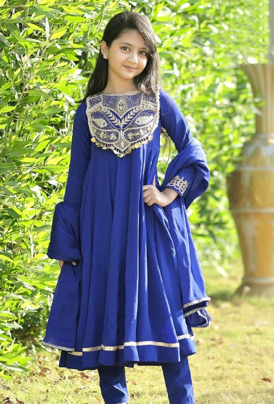 Designer Blue Heavy Chinon Silk Anarkali Dress