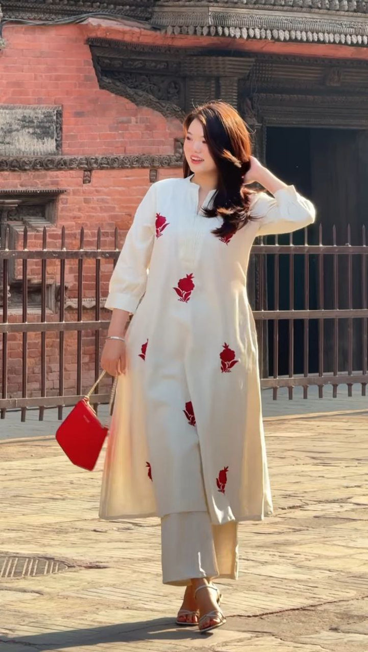 New Graceful Chanderi Embroidered Suit Set