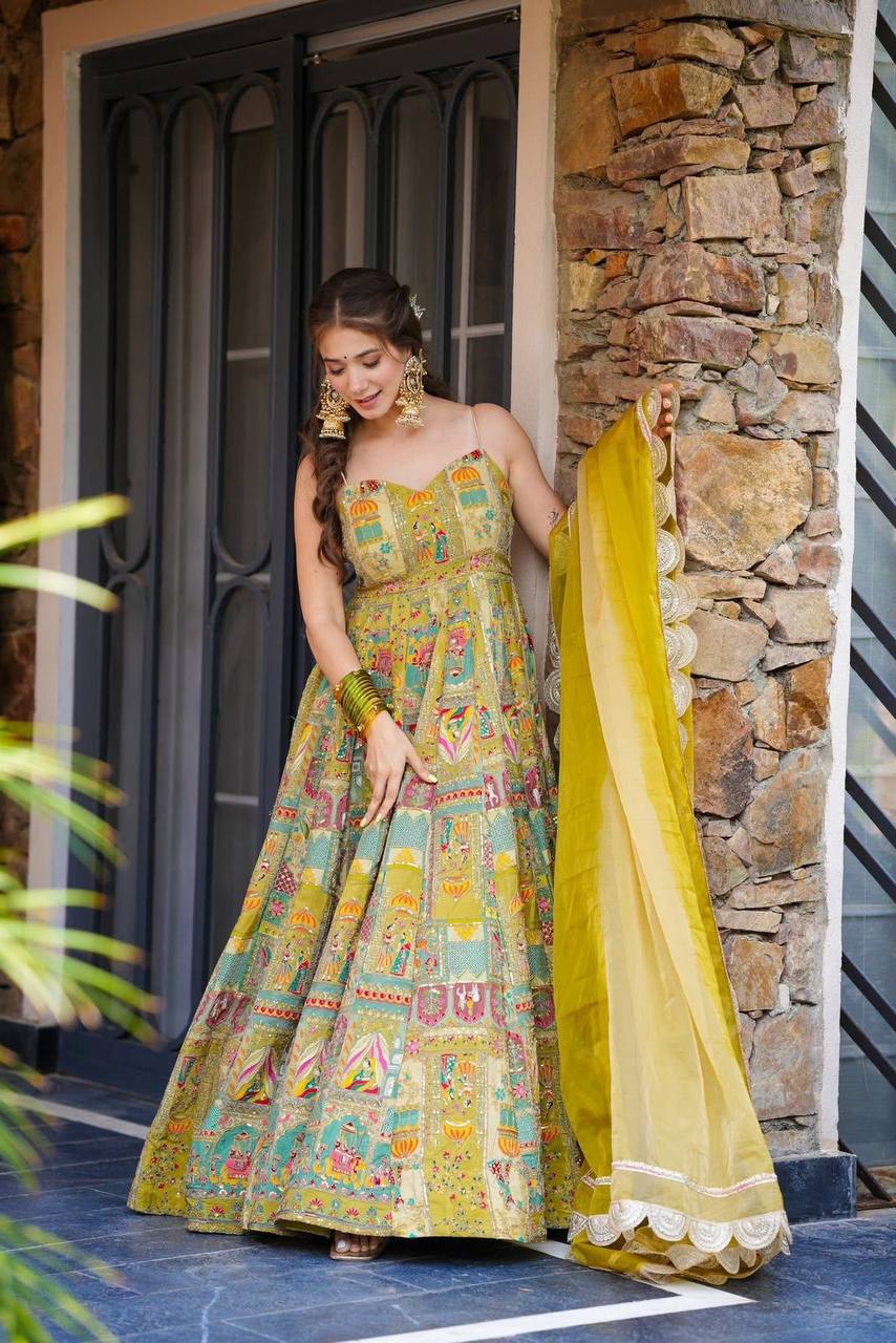 Royal Digital Printed Anarkali Gown Set