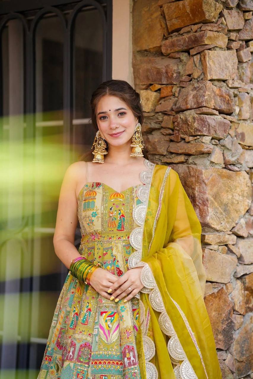 Royal Digital Printed Anarkali Gown Set