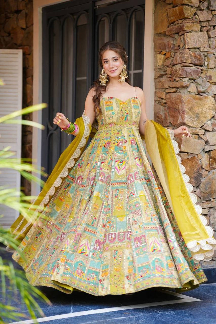 Royal Digital Printed Anarkali Gown Set