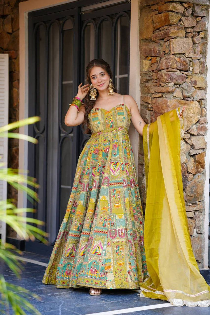 Royal Digital Printed Anarkali Gown Set