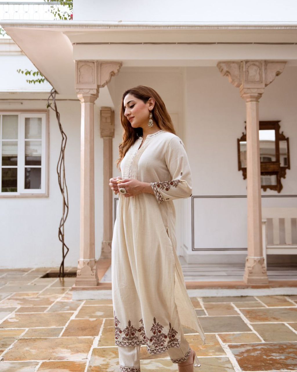 New South Cotton Embroidered Suit Set