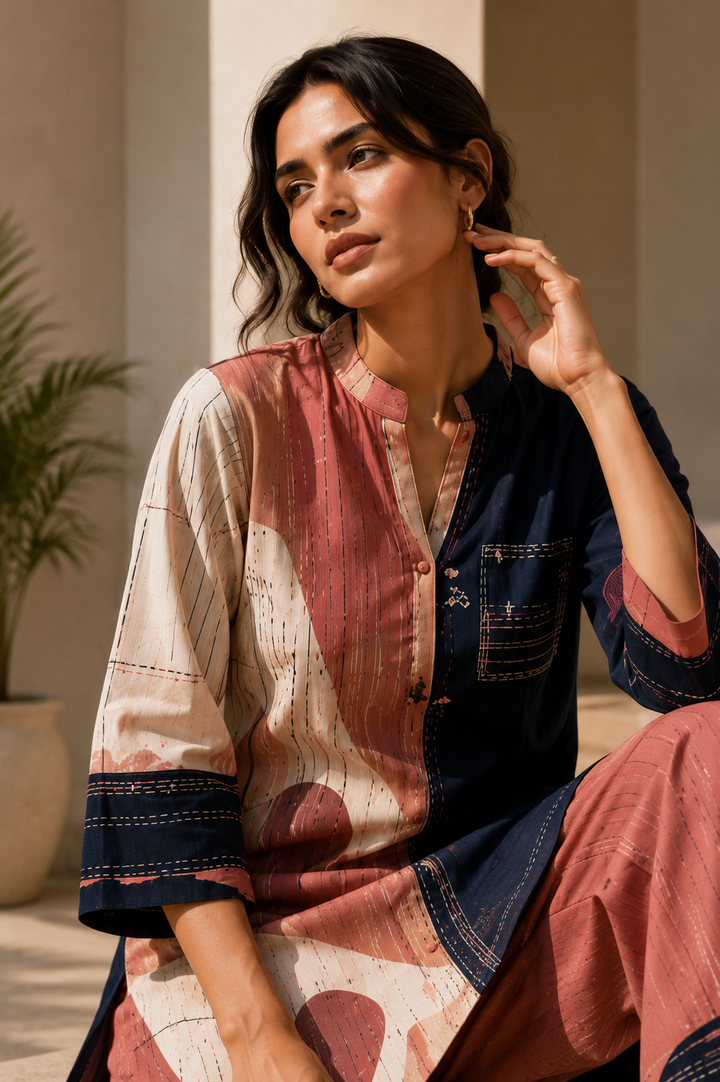 Urban Muse Handcrafted Cotton-Linen Kurta Set