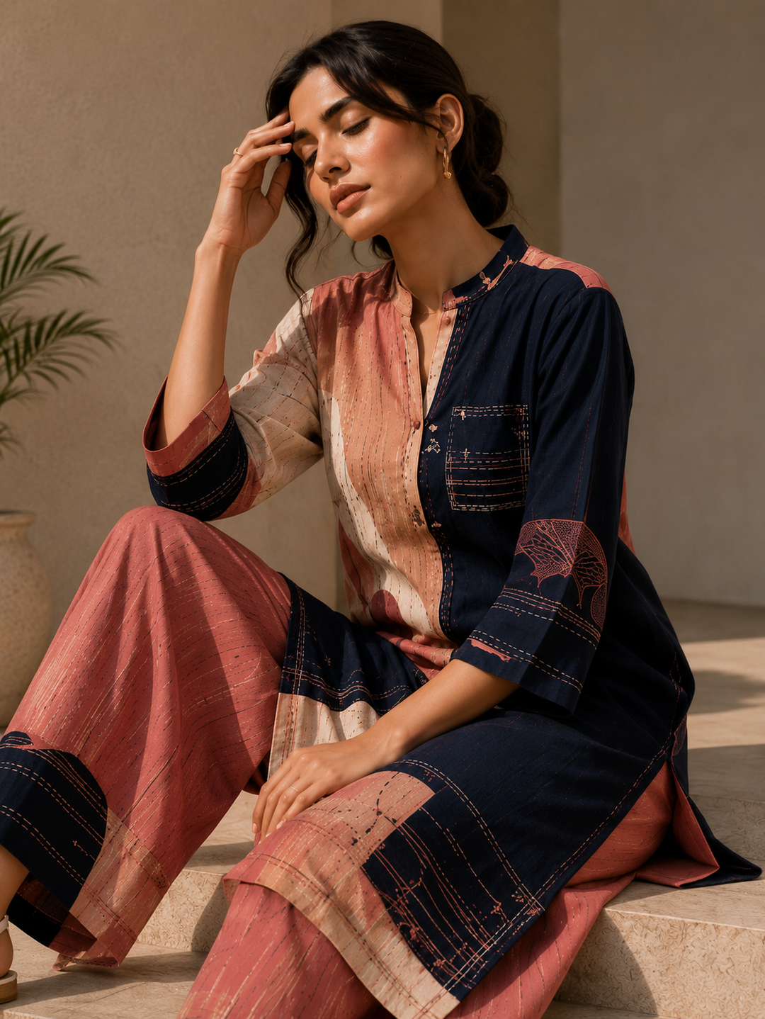 Urban Muse Handcrafted Cotton-Linen Kurta Set