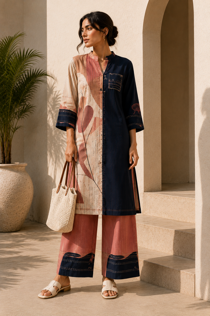 Urban Muse Handcrafted Cotton-Linen Kurta Set