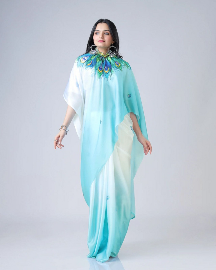 Pure Smooth Crepe Satin Silk Digital Print Saree