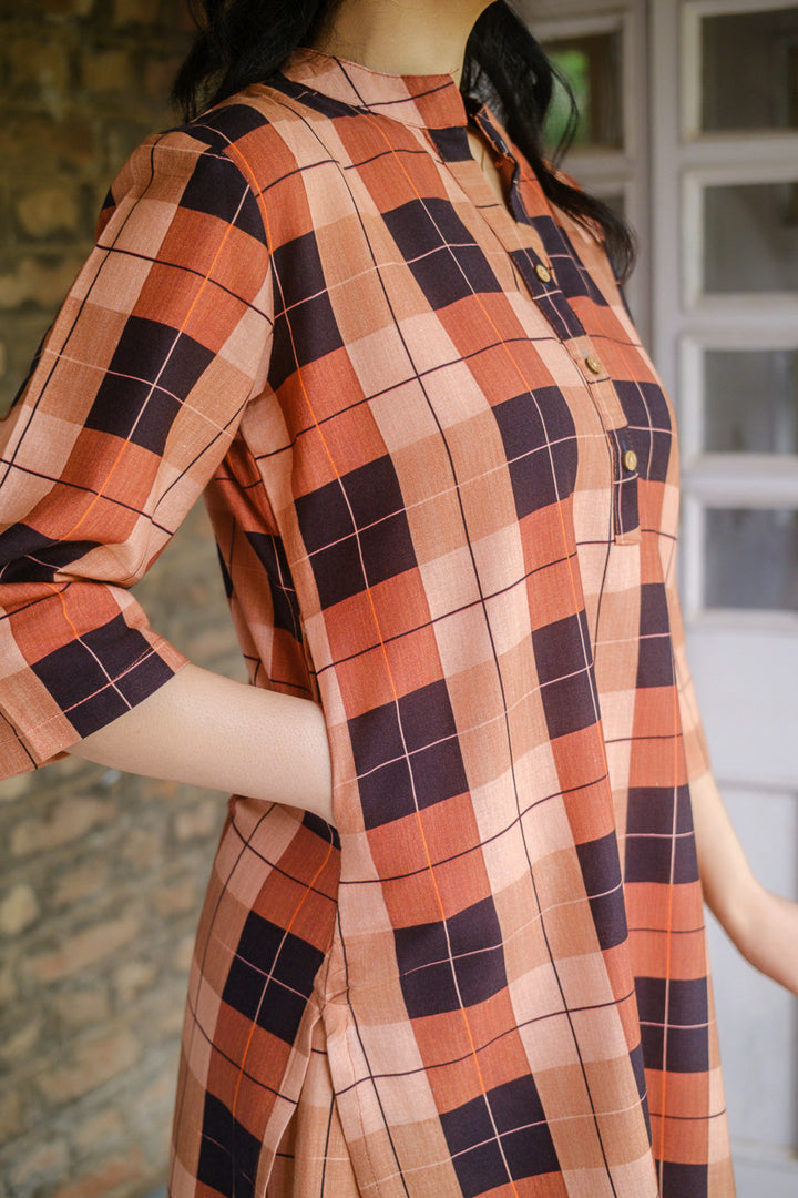 Mocha Check Cotton Co-Ord Set