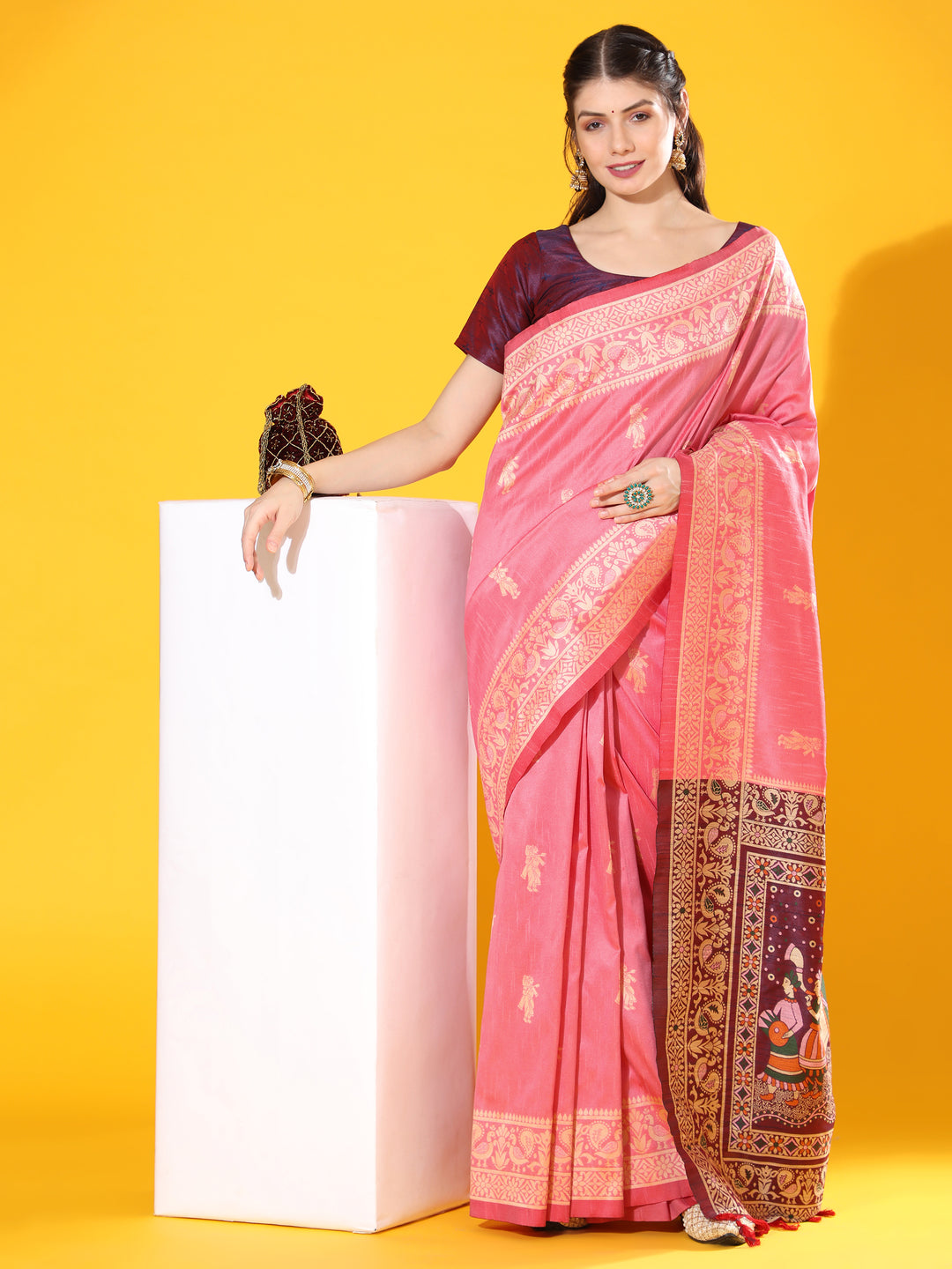 PRESENTING NEW SOFT RAW SILK WITH EXCLUSIVE CONTRAST WOVEN PALLU