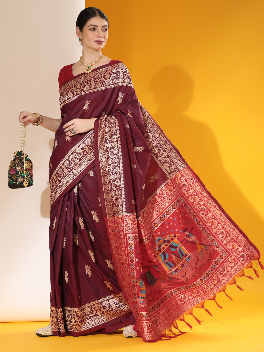 PRESENTING NEW SOFT RAW SILK WITH EXCLUSIVE CONTRAST WOVEN PALLU