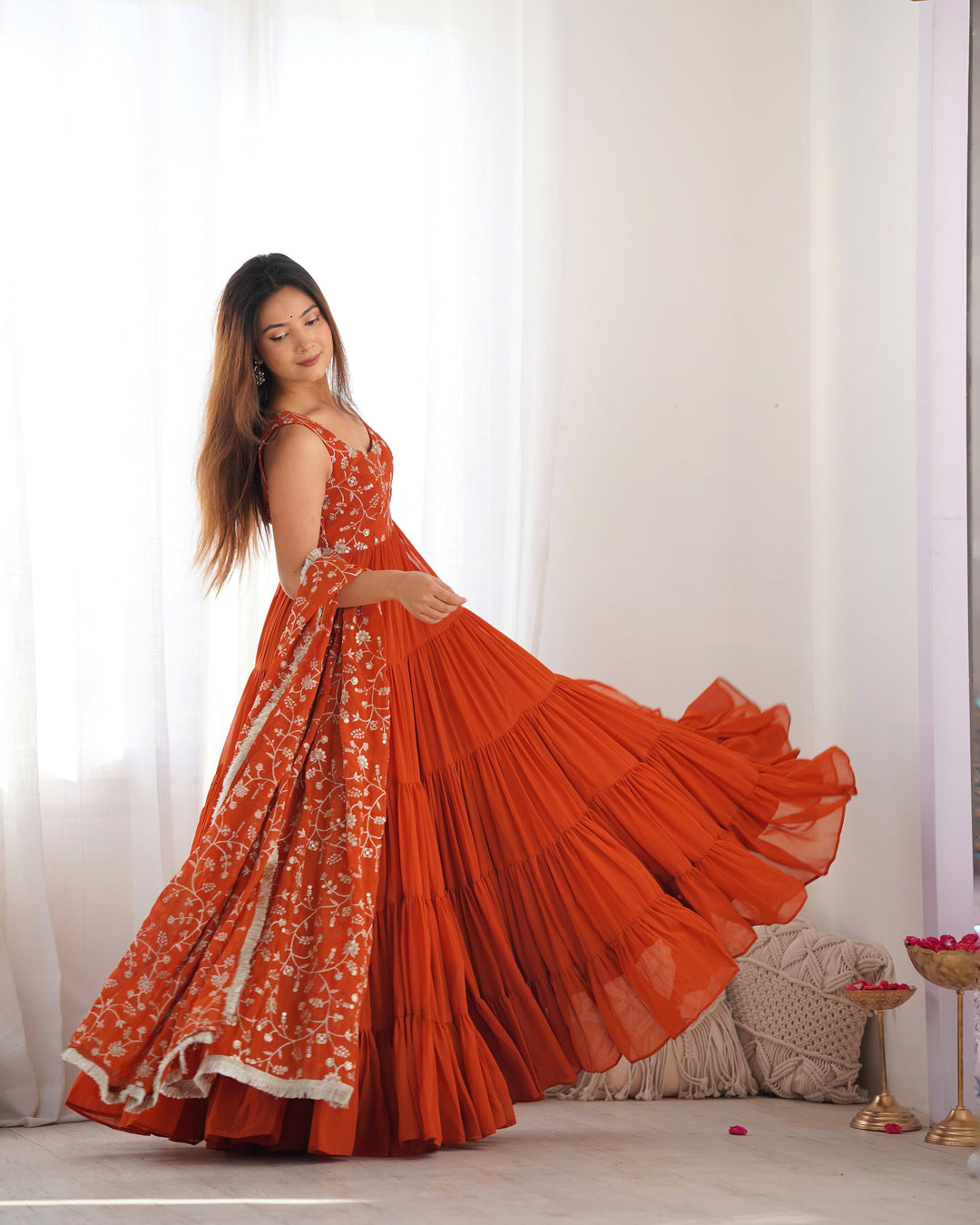 Designer Pure Soft Fox Georgette Anarkali Set with Dupatta & Pant