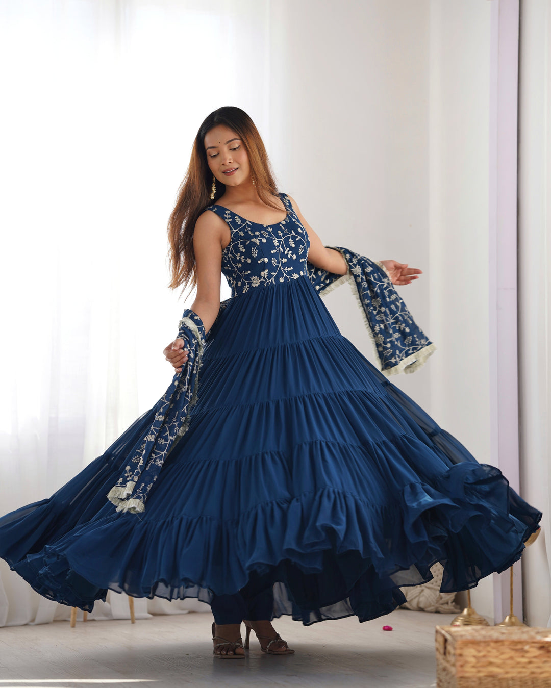 Designer Pure Soft Fox Georgette Anarkali Set with Dupatta & Pant