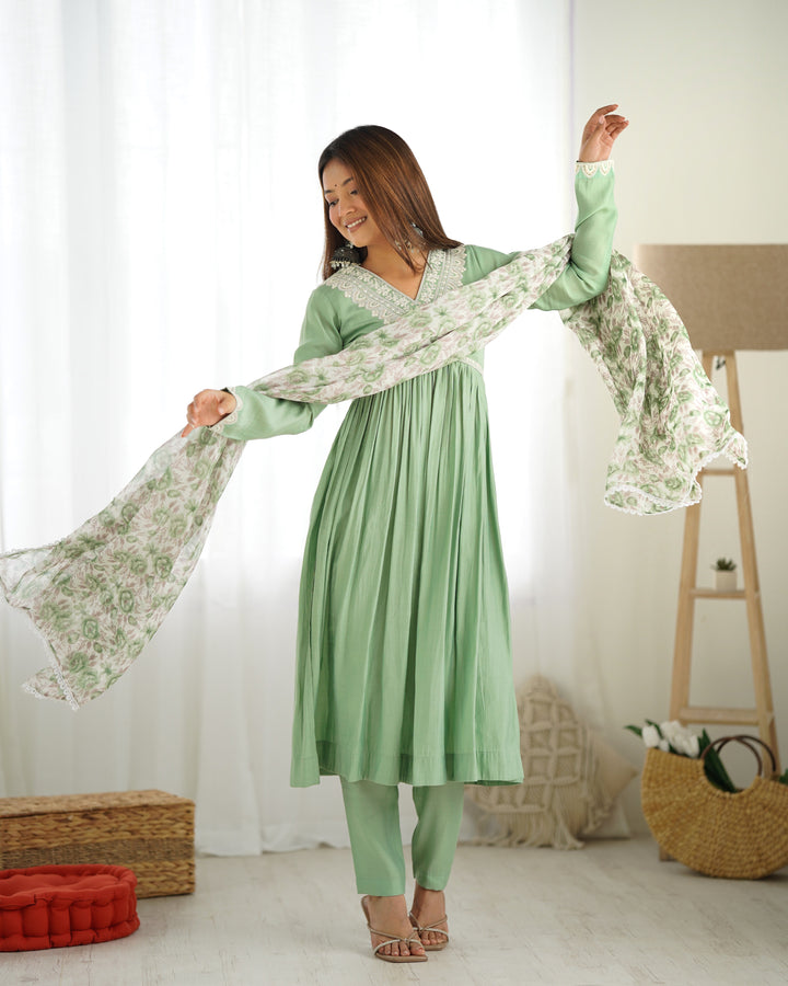 HEAVY PURE ROMAN SILK FIT NYRA CUT KURTA SET