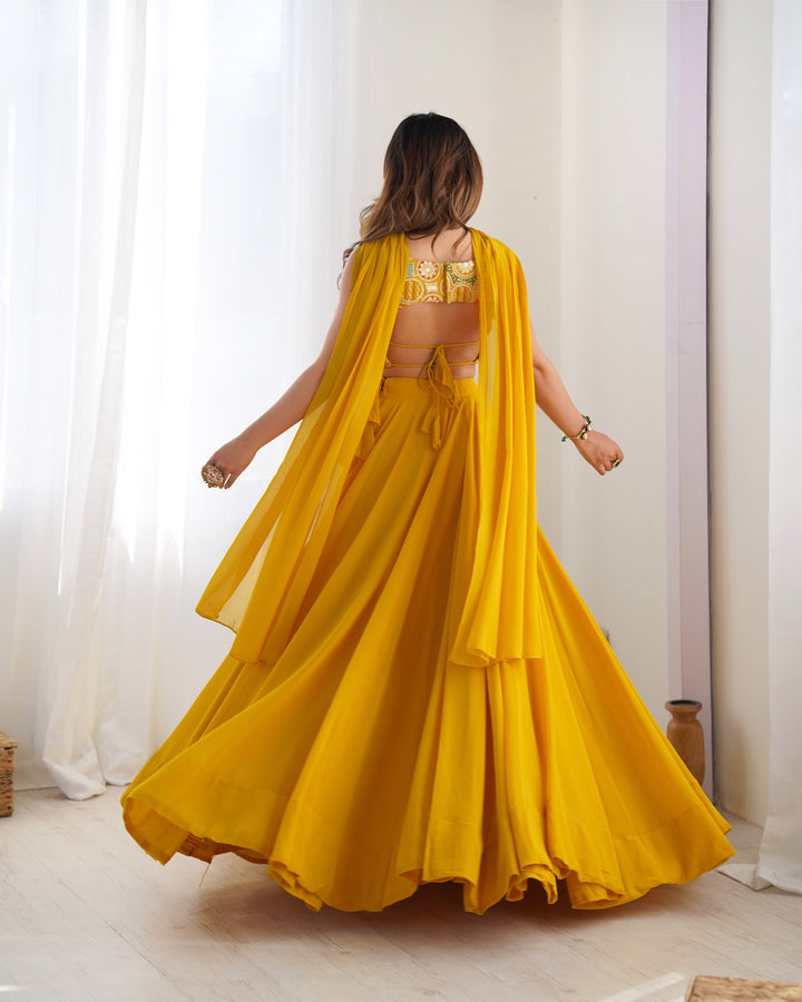Designer Fully Stitched Fox Georgette Embroidered Lehenga Set
