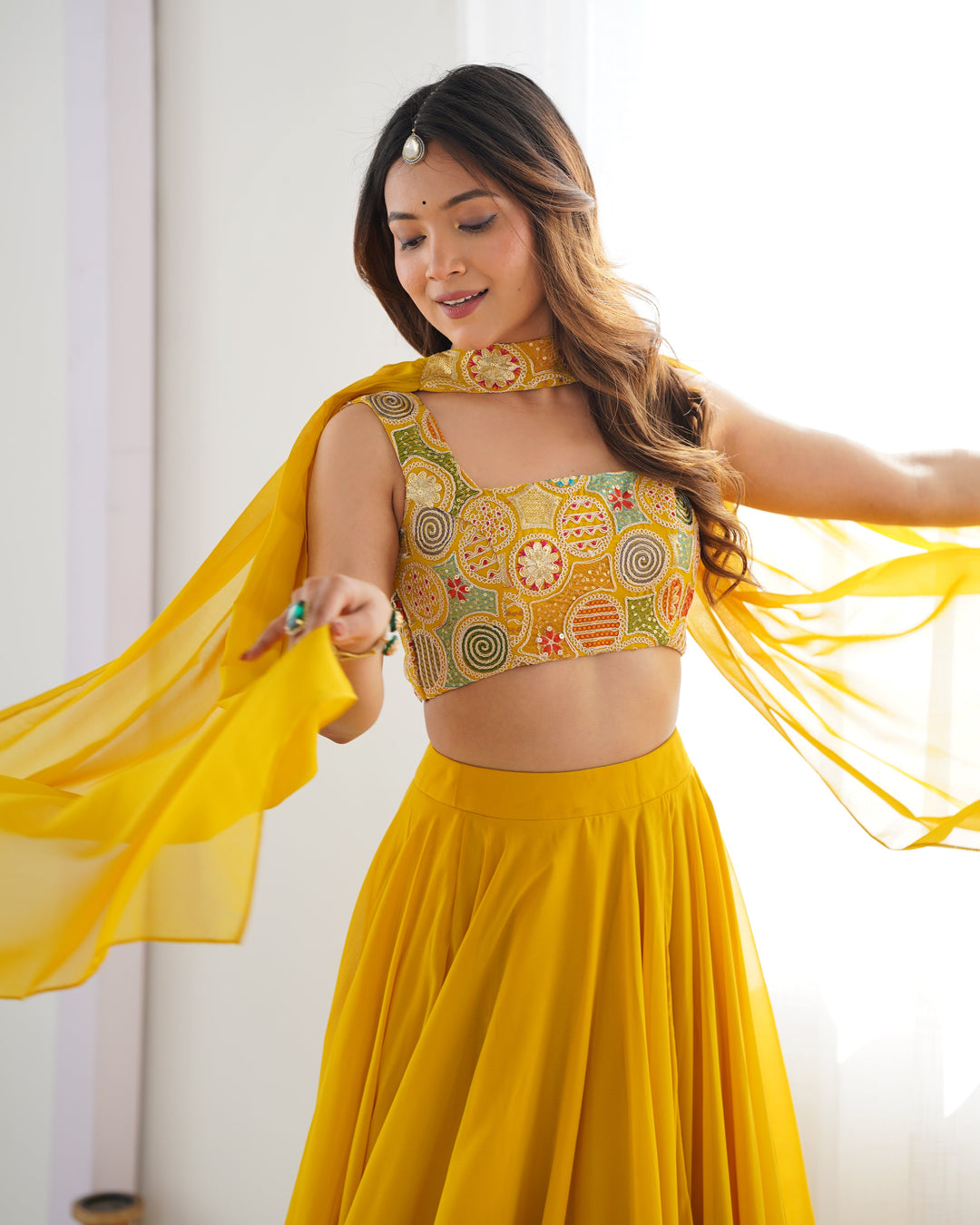 Designer Fully Stitched Fox Georgette Embroidered Lehenga Set
