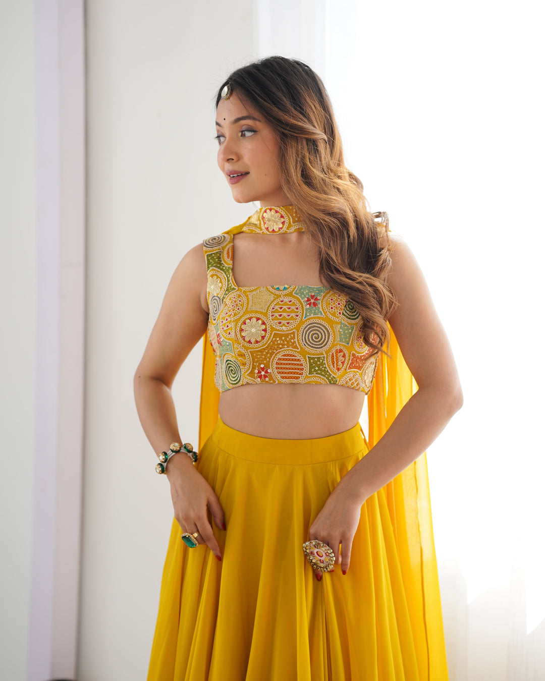Designer Fully Stitched Fox Georgette Embroidered Lehenga Set