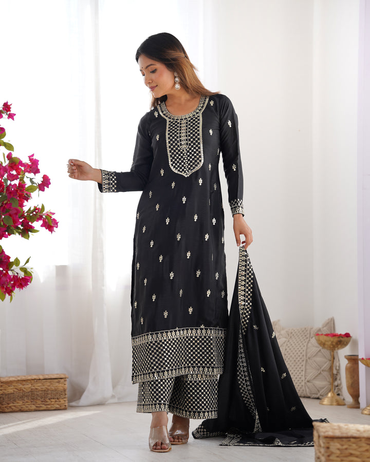 Ethereal Chic Pure Chinon Silk Straight Kurta Set