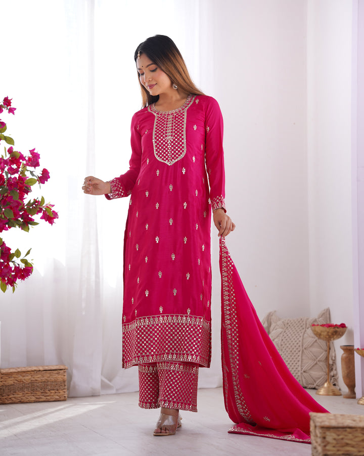 Ethereal Chic Pure Chinon Silk Straight Kurta Set
