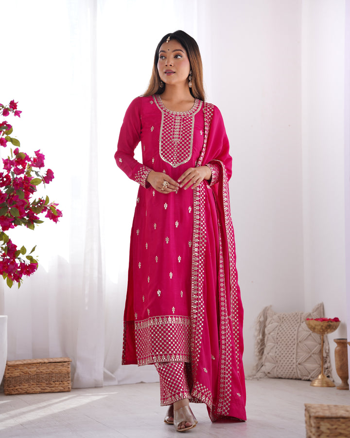 Ethereal Chic Pure Chinon Silk Straight Kurta Set