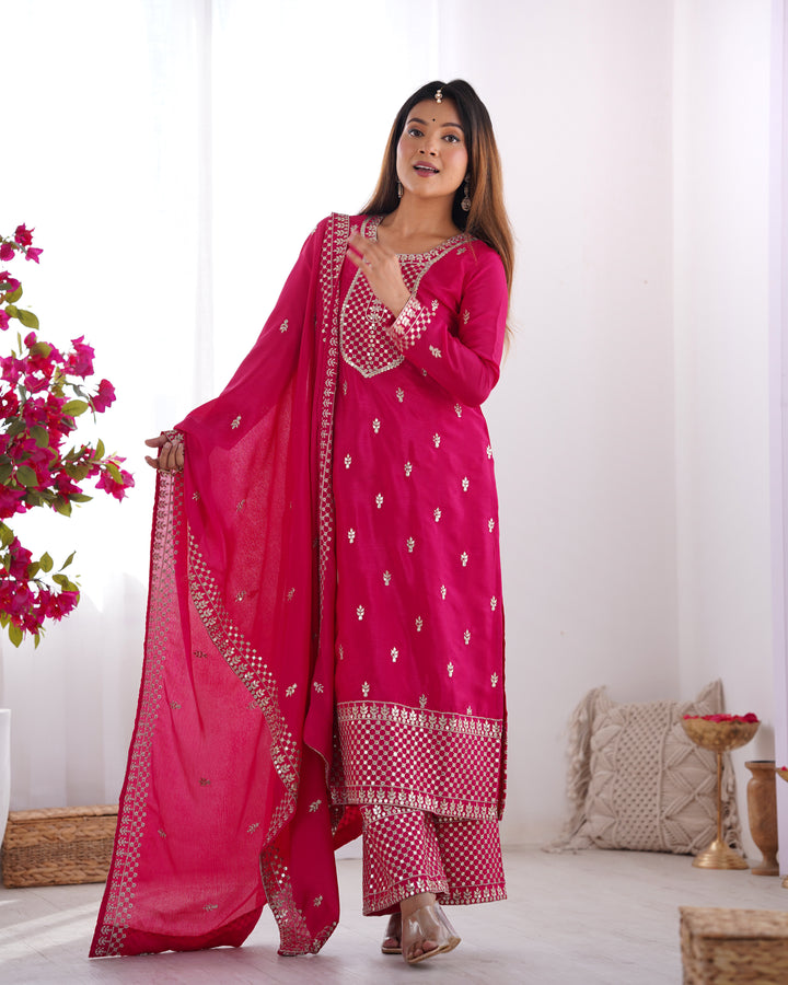 Ethereal Chic Pure Chinon Silk Straight Kurta Set