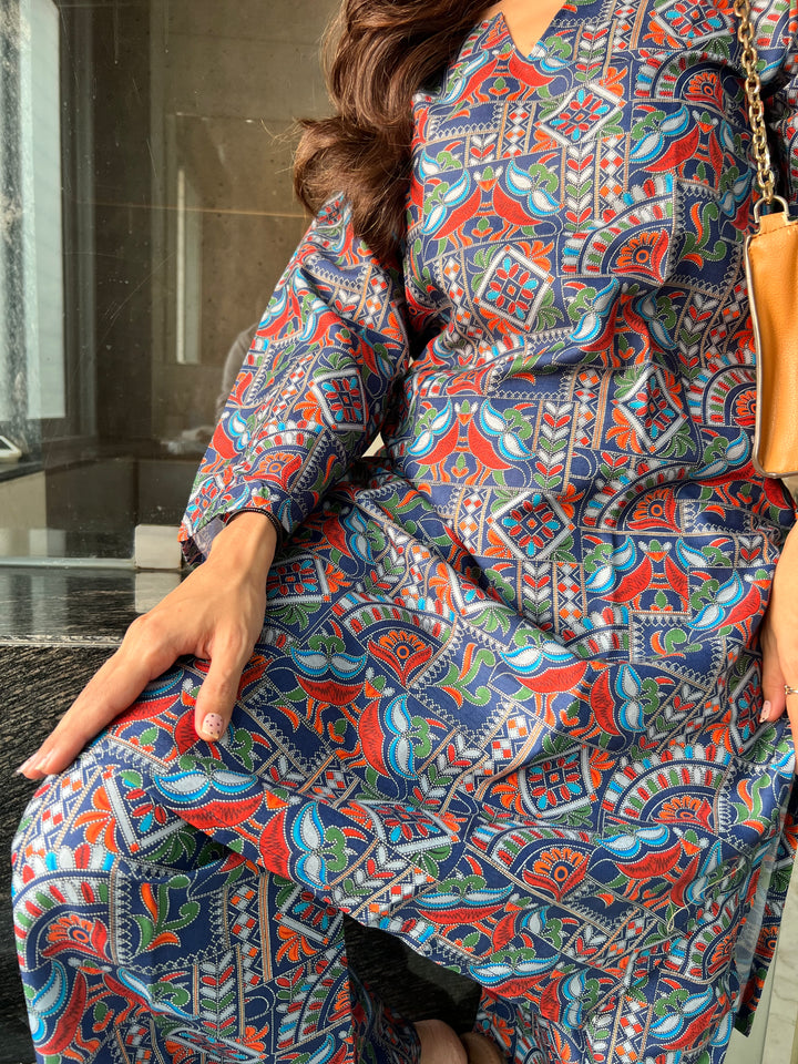 Modern Muse Pure Cotton A-Line Kurti Co-Ord Set