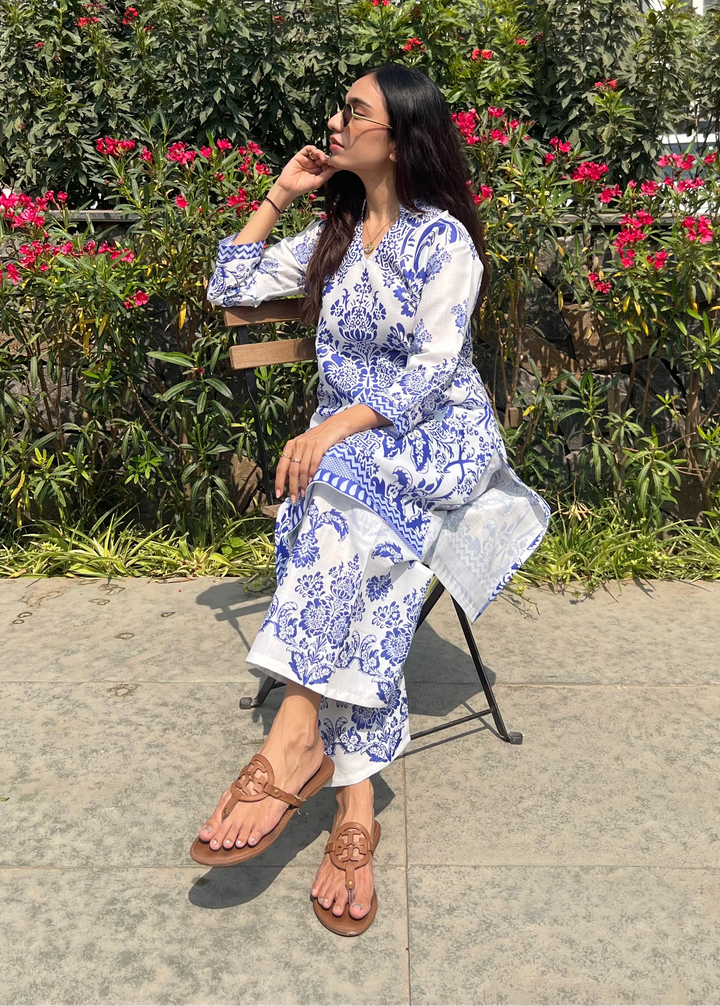 Summer Breeze Blue Pure Cotton Co-Ord Set