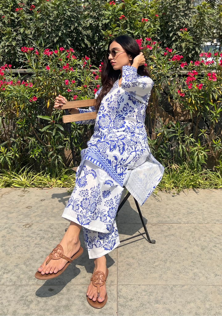 Summer Breeze Blue Pure Cotton Co-Ord Set