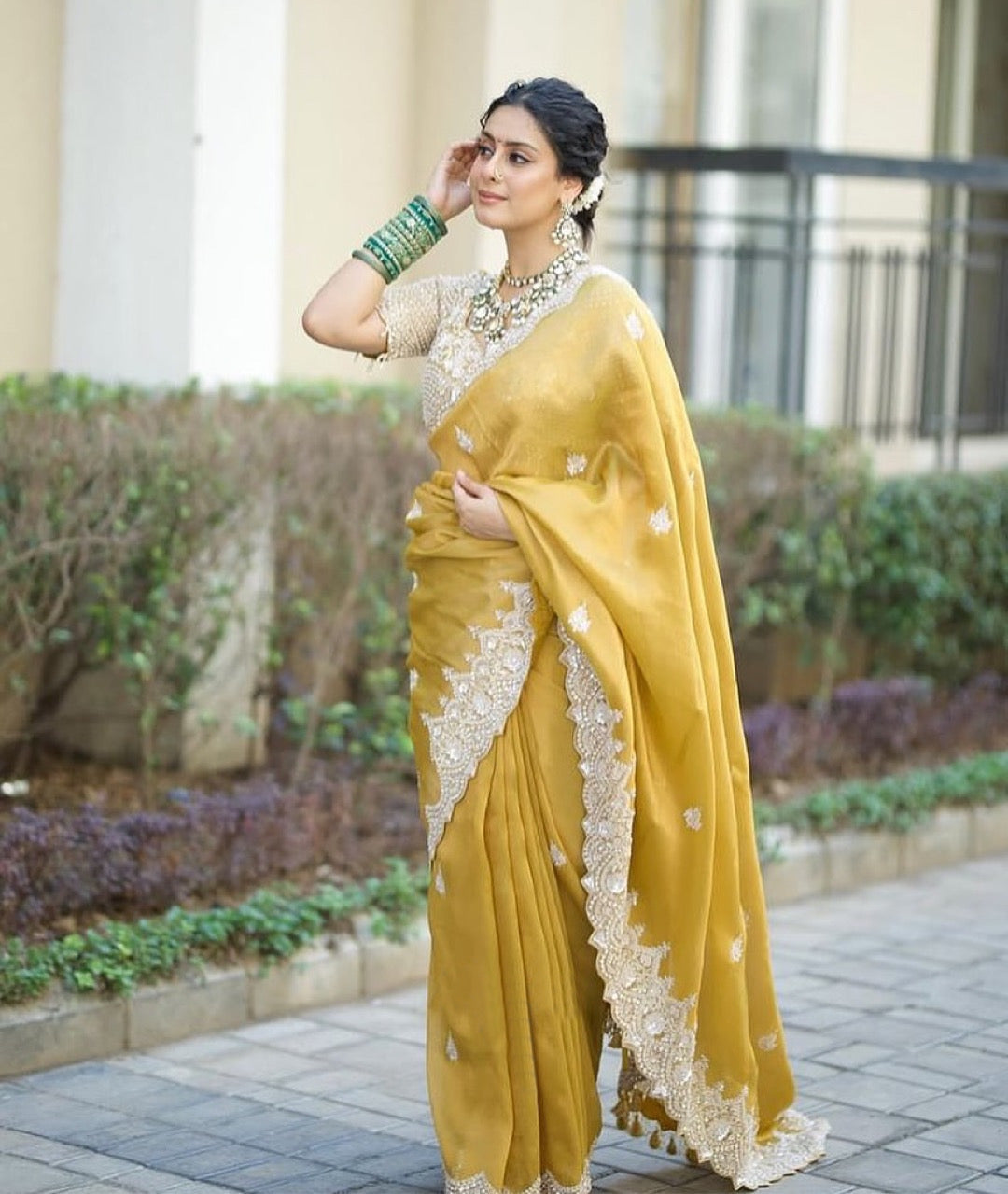 Soft Tebby Silk Saree with Sequins & Cording Embroidery