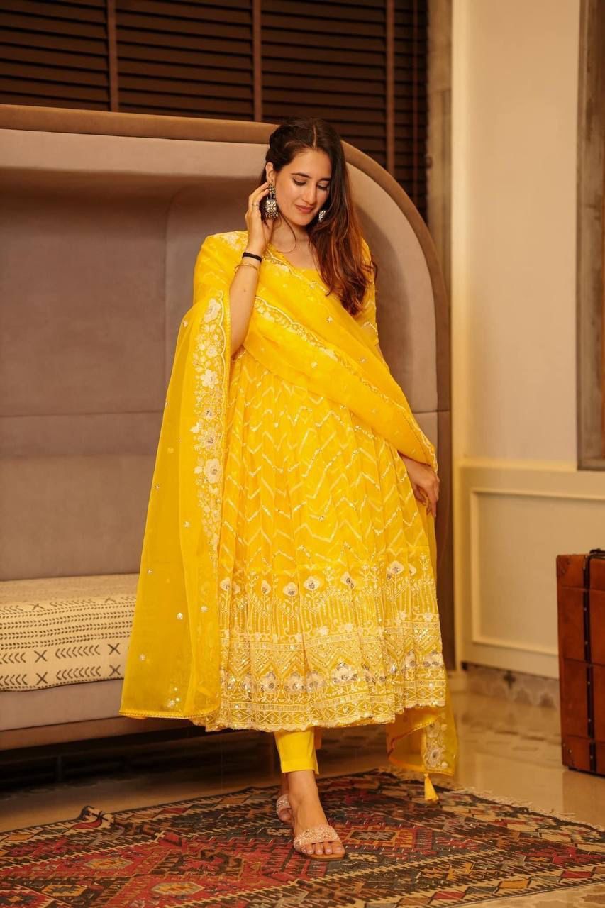 PRESENTIG YOU A PERFECT SUMMER HALDI DRESS WITH DUPATTA