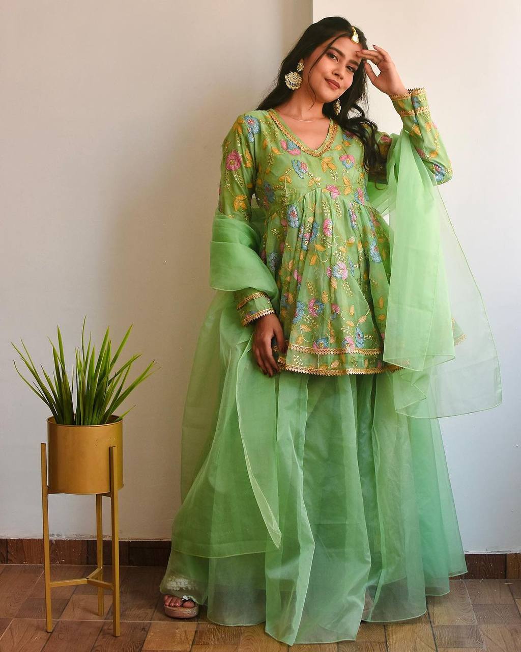 NEW ORGANZA KURTA PLAZZO SET