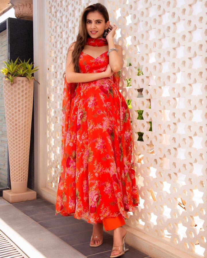 LAUNCHING ORANGE FLOWER HOT DRESS