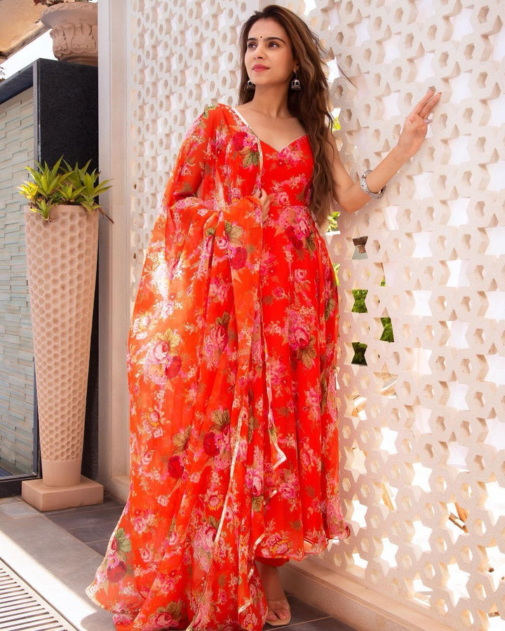 LAUNCHING ORANGE FLOWER HOT DRESS