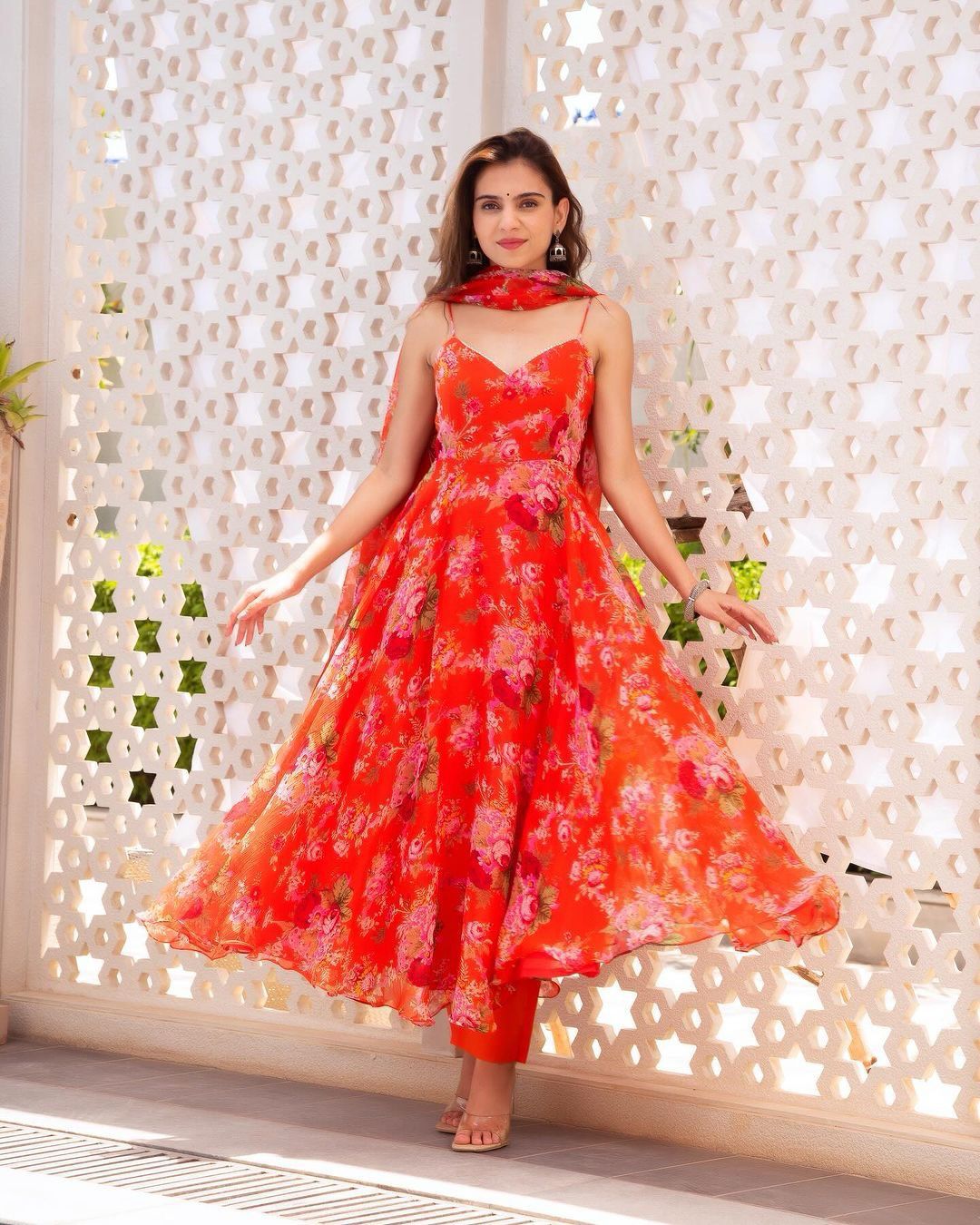 LAUNCHING ORANGE FLOWER HOT DRESS