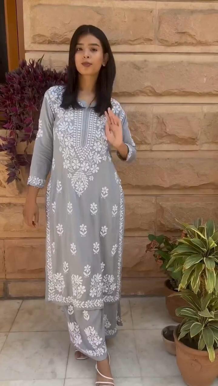 PRESENTING NEW REYON KURTA WITH PALAZZO SET