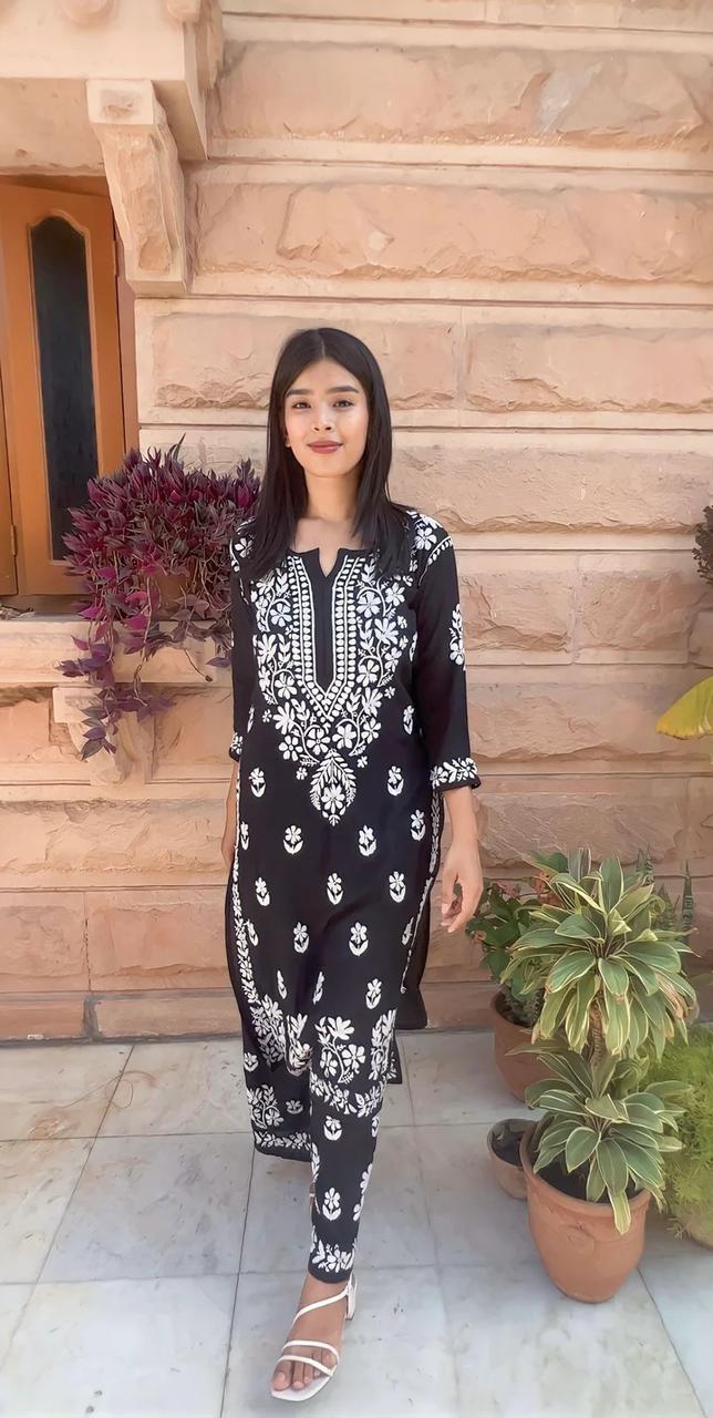 PRESENTING NEW REYON KURTA WITH PALAZZO SET