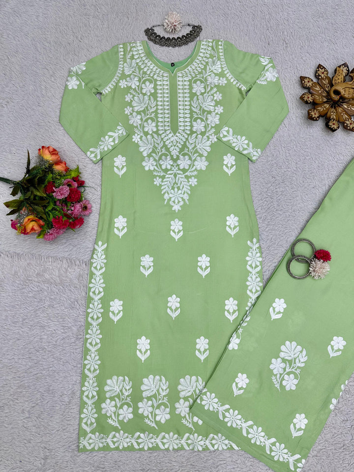 PRESENTING NEW REYON KURTA WITH PALAZZO SET