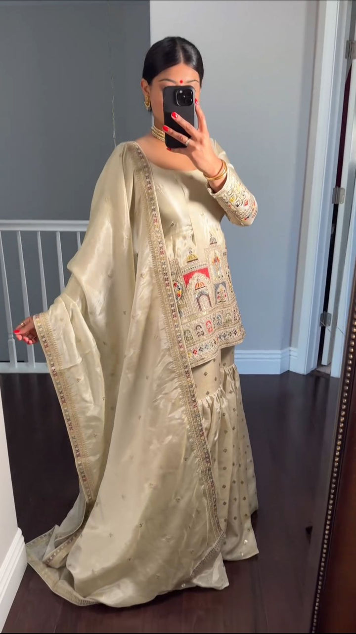 PURE CHINON TOP PLAZO WITH DUPATTA