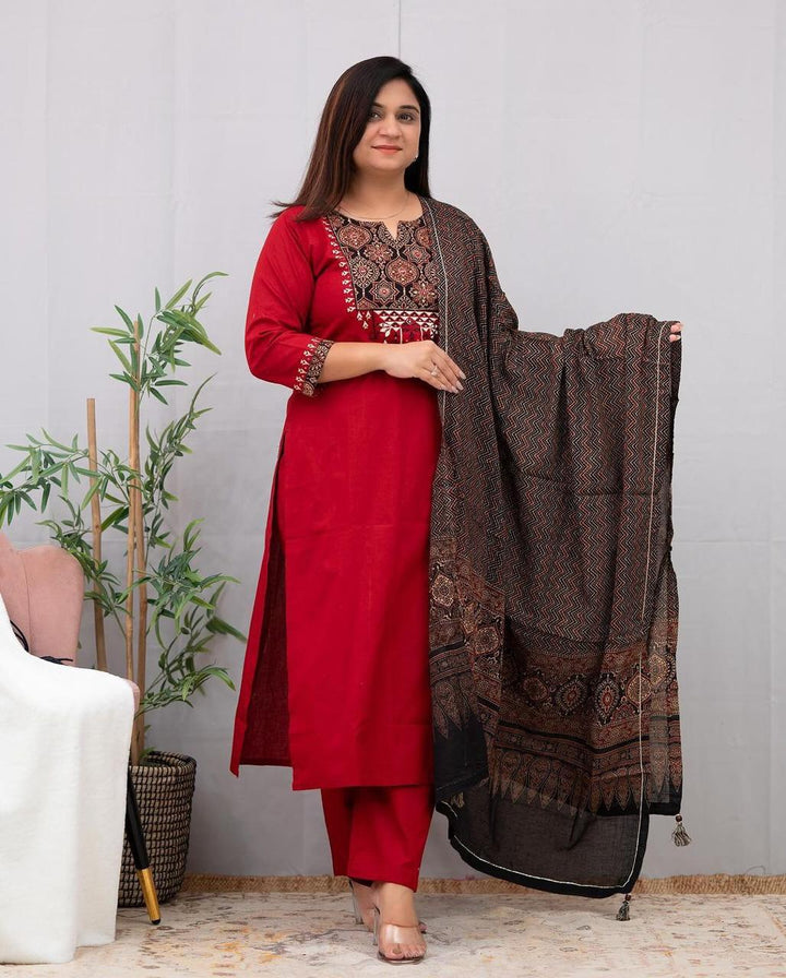 REYON KURTA WITH COTTON DUPATTA SET