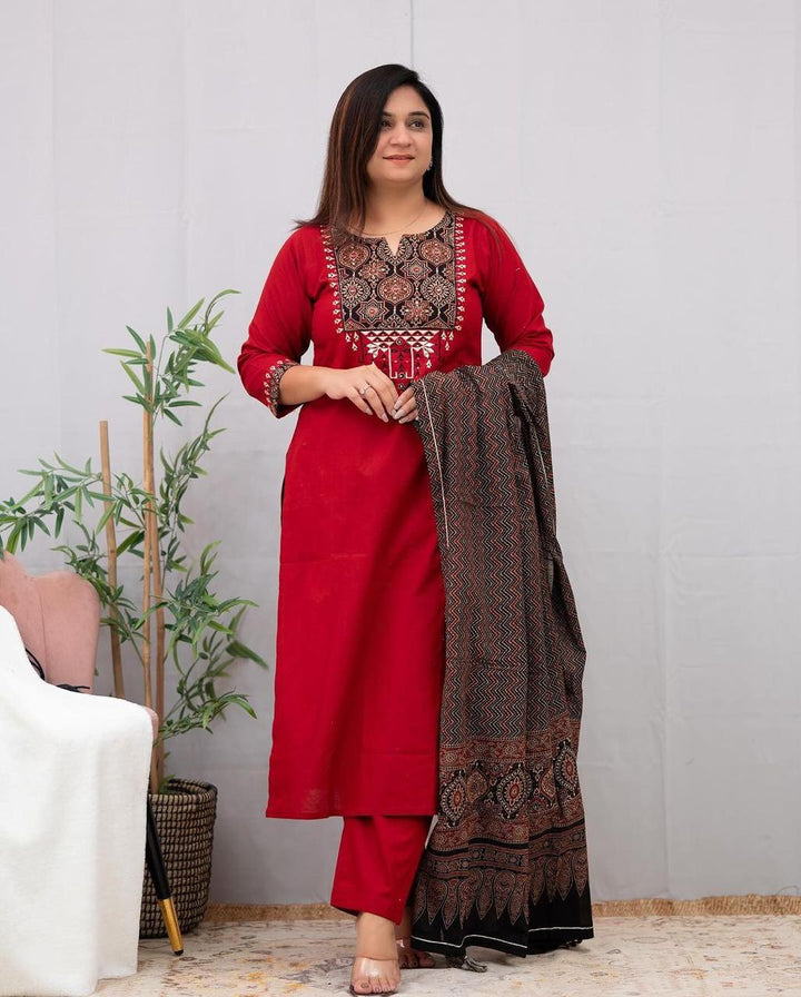 REYON KURTA WITH COTTON DUPATTA SET