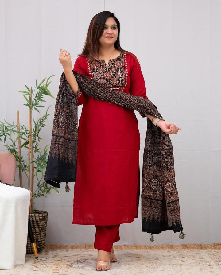 REYON KURTA WITH COTTON DUPATTA SET