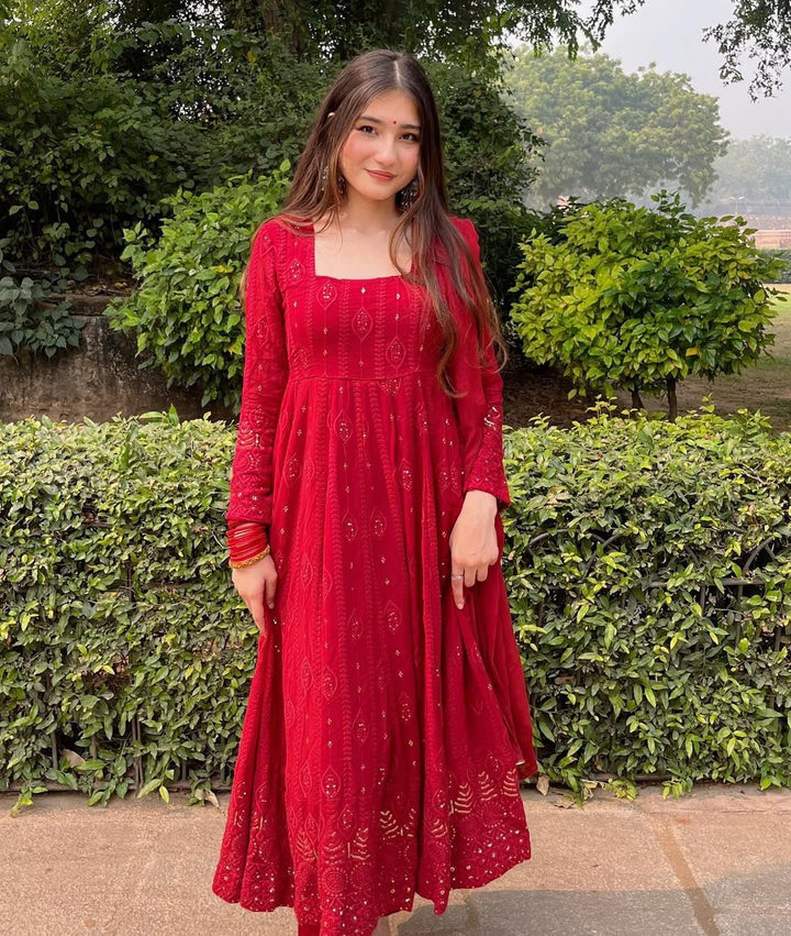 beautiful Designer Anarkali Suit :3 piece suit(top,bottom&dupatta)