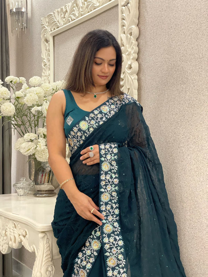 NEW BEAUTIFUL FAUX GEORGETTE SAREE