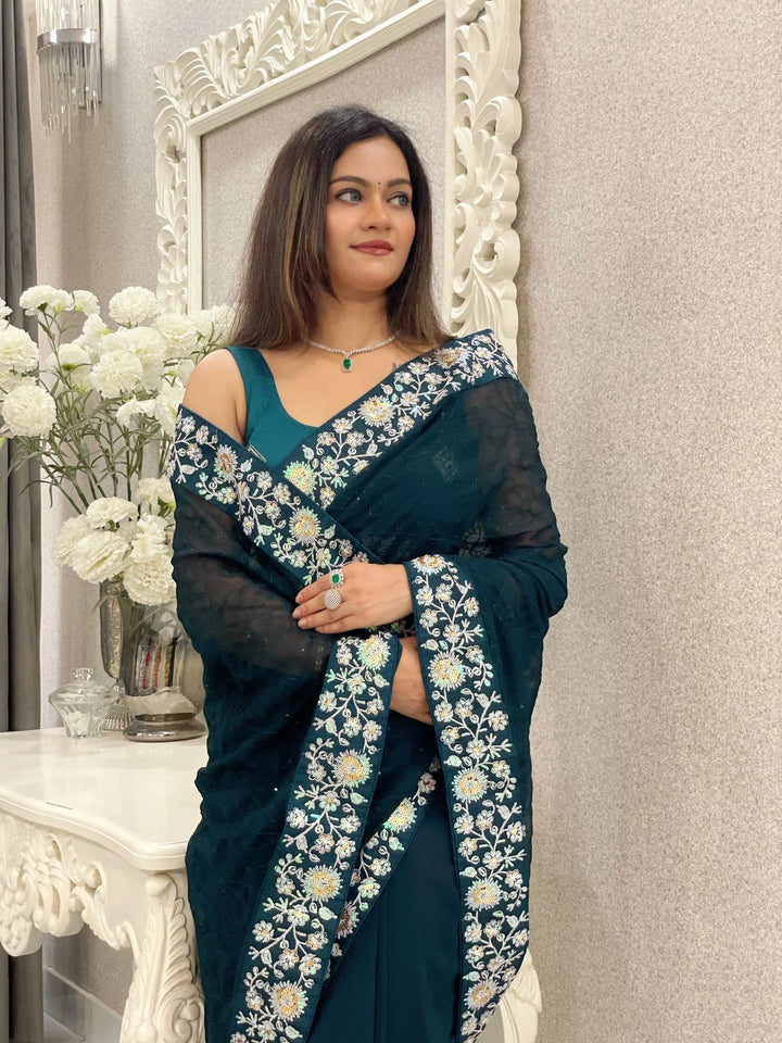 NEW BEAUTIFUL FAUX GEORGETTE SAREE
