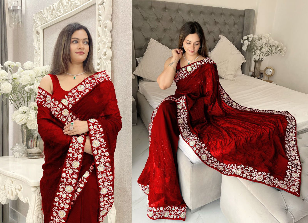 NEW BEAUTIFUL FAUX GEORGETTE SAREE