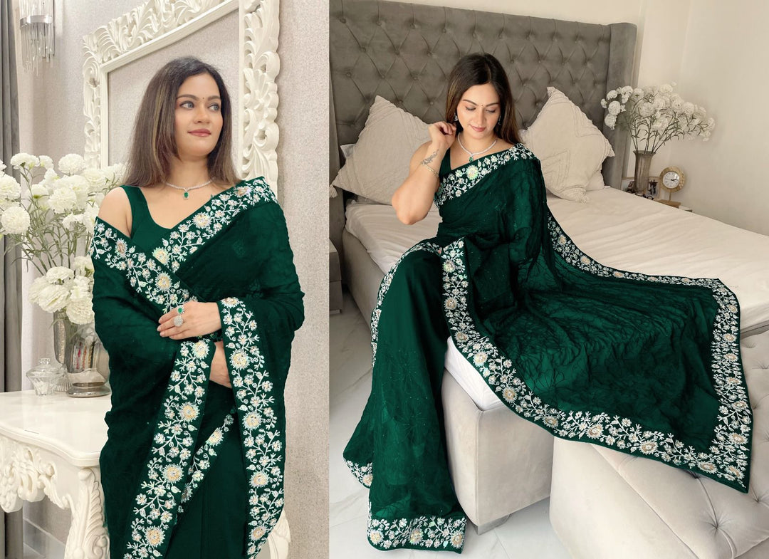 NEW BEAUTIFUL FAUX GEORGETTE SAREE