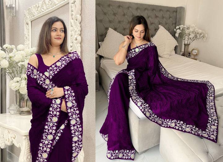 NEW BEAUTIFUL FAUX GEORGETTE SAREE
