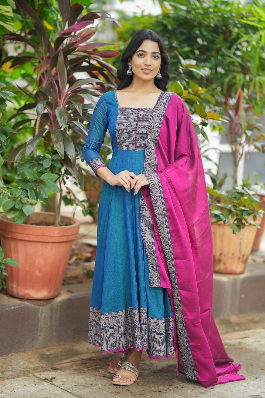 Beautiful Gown With Duppta :3 piece suit(top,bottom&dupatta)