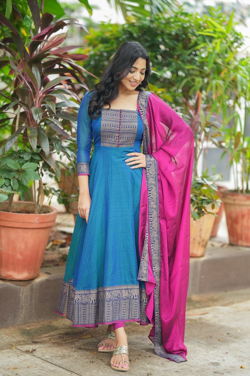 Beautiful Gown With Duppta :3 piece suit(top,bottom&dupatta)